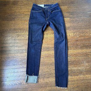 Imogene + Willie Jeans, Imogene Slim Women’s Size 23, Raw Hem, Dark Blue Denim